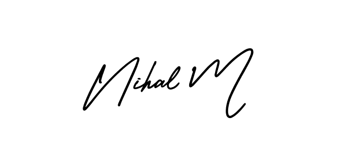 Make a beautiful signature design for name Nihal M. With this signature (AmerikaSignatureDemo-Regular) style, you can create a handwritten signature for free. Nihal M signature style 3 images and pictures png