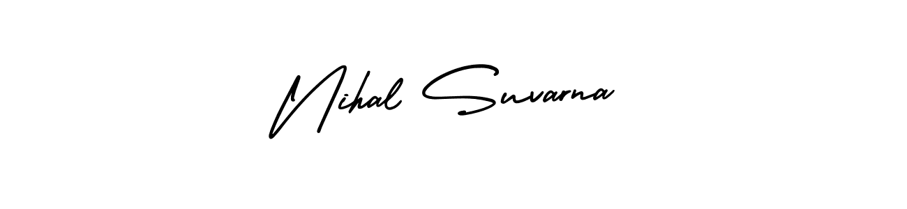 AmerikaSignatureDemo-Regular is a professional signature style that is perfect for those who want to add a touch of class to their signature. It is also a great choice for those who want to make their signature more unique. Get Nihal Suvarna name to fancy signature for free. Nihal Suvarna signature style 3 images and pictures png