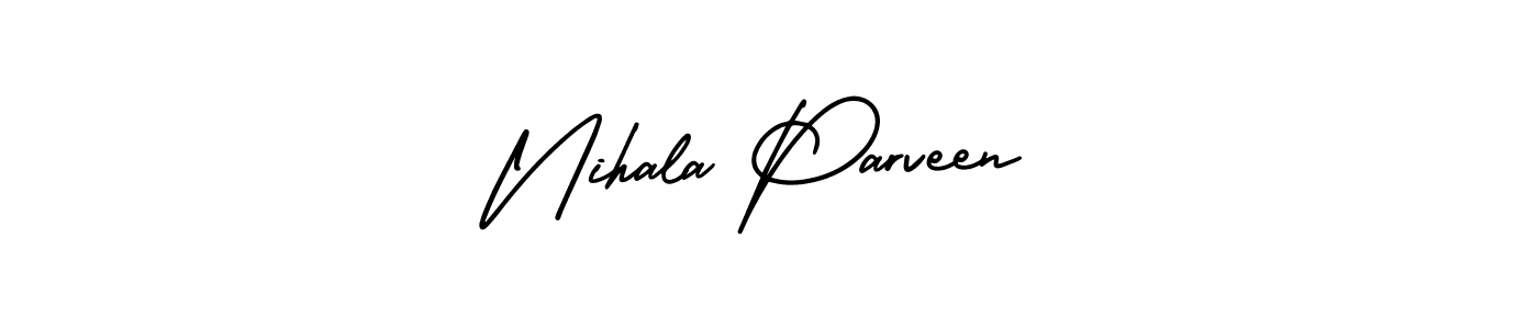 This is the best signature style for the Nihala Parveen name. Also you like these signature font (AmerikaSignatureDemo-Regular). Mix name signature. Nihala Parveen signature style 3 images and pictures png