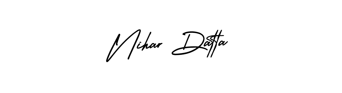 How to make Nihar Datta name signature. Use AmerikaSignatureDemo-Regular style for creating short signs online. This is the latest handwritten sign. Nihar Datta signature style 3 images and pictures png