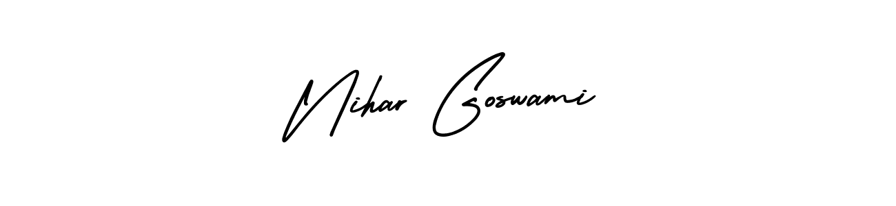 AmerikaSignatureDemo-Regular is a professional signature style that is perfect for those who want to add a touch of class to their signature. It is also a great choice for those who want to make their signature more unique. Get Nihar Goswami name to fancy signature for free. Nihar Goswami signature style 3 images and pictures png