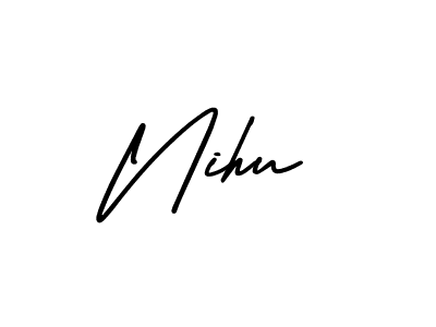 Make a beautiful signature design for name Nihu. With this signature (AmerikaSignatureDemo-Regular) style, you can create a handwritten signature for free. Nihu signature style 3 images and pictures png