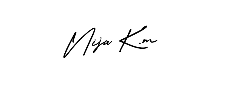 How to Draw Nija K.m signature style? AmerikaSignatureDemo-Regular is a latest design signature styles for name Nija K.m. Nija K.m signature style 3 images and pictures png