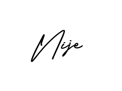 The best way (AmerikaSignatureDemo-Regular) to make a short signature is to pick only two or three words in your name. The name Nije include a total of six letters. For converting this name. Nije signature style 3 images and pictures png