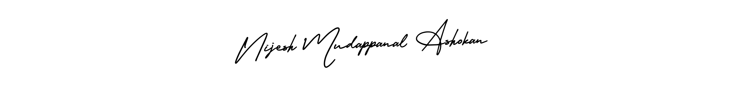 Nijesh Mudappanal Ashokan stylish signature style. Best Handwritten Sign (AmerikaSignatureDemo-Regular) for my name. Handwritten Signature Collection Ideas for my name Nijesh Mudappanal Ashokan. Nijesh Mudappanal Ashokan signature style 3 images and pictures png