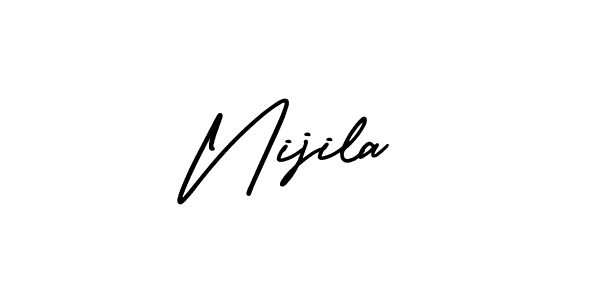 The best way (AmerikaSignatureDemo-Regular) to make a short signature is to pick only two or three words in your name. The name Nijila include a total of six letters. For converting this name. Nijila signature style 3 images and pictures png