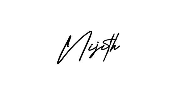 You should practise on your own different ways (AmerikaSignatureDemo-Regular) to write your name (Nijith) in signature. don't let someone else do it for you. Nijith signature style 3 images and pictures png