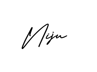 Design your own signature with our free online signature maker. With this signature software, you can create a handwritten (AmerikaSignatureDemo-Regular) signature for name Niju. Niju signature style 3 images and pictures png