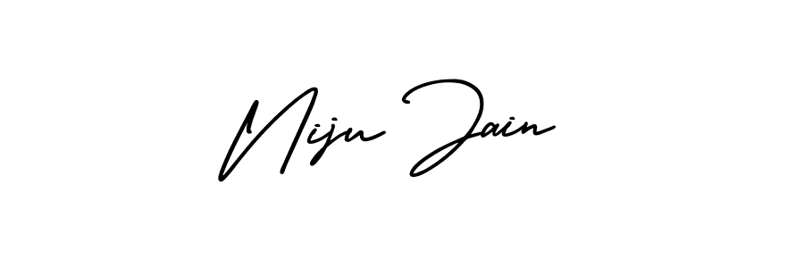 Check out images of Autograph of Niju Jain name. Actor Niju Jain Signature Style. AmerikaSignatureDemo-Regular is a professional sign style online. Niju Jain signature style 3 images and pictures png