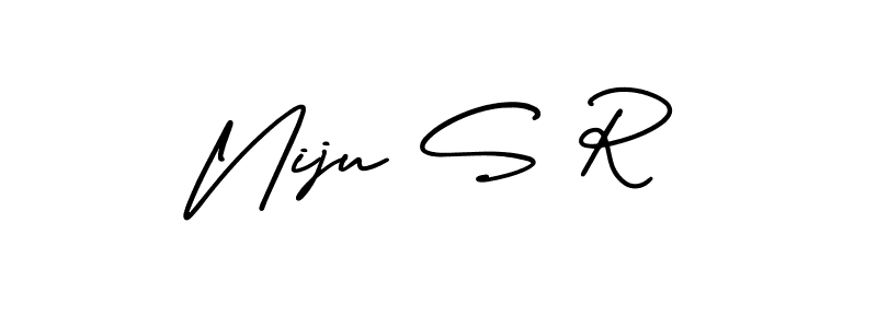 It looks lik you need a new signature style for name Niju S R. Design unique handwritten (AmerikaSignatureDemo-Regular) signature with our free signature maker in just a few clicks. Niju S R signature style 3 images and pictures png