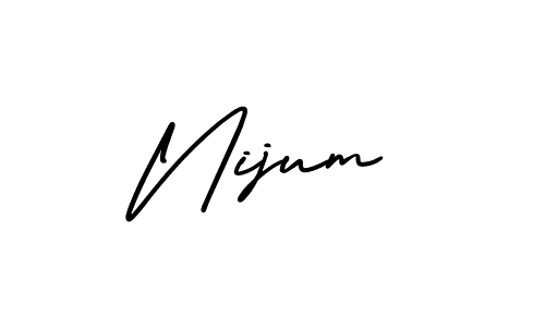How to make Nijum name signature. Use AmerikaSignatureDemo-Regular style for creating short signs online. This is the latest handwritten sign. Nijum signature style 3 images and pictures png