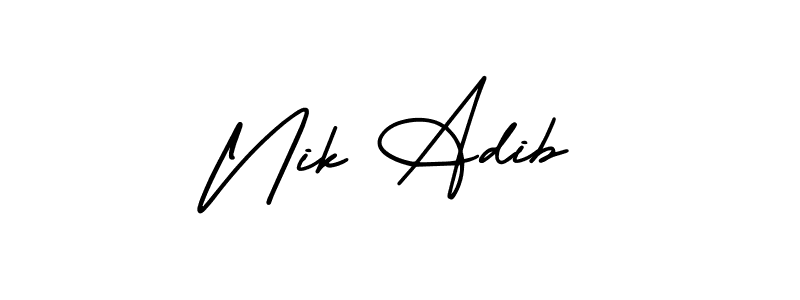 Nik Adib stylish signature style. Best Handwritten Sign (AmerikaSignatureDemo-Regular) for my name. Handwritten Signature Collection Ideas for my name Nik Adib. Nik Adib signature style 3 images and pictures png