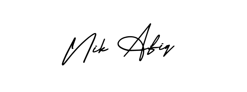 It looks lik you need a new signature style for name Nik Afiq. Design unique handwritten (AmerikaSignatureDemo-Regular) signature with our free signature maker in just a few clicks. Nik Afiq signature style 3 images and pictures png