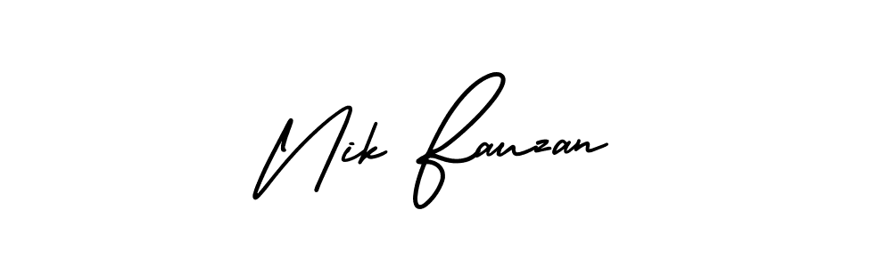 How to Draw Nik Fauzan signature style? AmerikaSignatureDemo-Regular is a latest design signature styles for name Nik Fauzan. Nik Fauzan signature style 3 images and pictures png