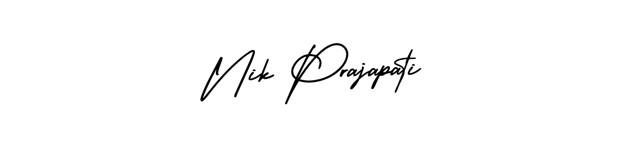 The best way (AmerikaSignatureDemo-Regular) to make a short signature is to pick only two or three words in your name. The name Nik Prajapati include a total of six letters. For converting this name. Nik Prajapati signature style 3 images and pictures png