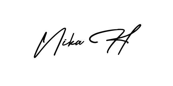 Nika H stylish signature style. Best Handwritten Sign (AmerikaSignatureDemo-Regular) for my name. Handwritten Signature Collection Ideas for my name Nika H. Nika H signature style 3 images and pictures png