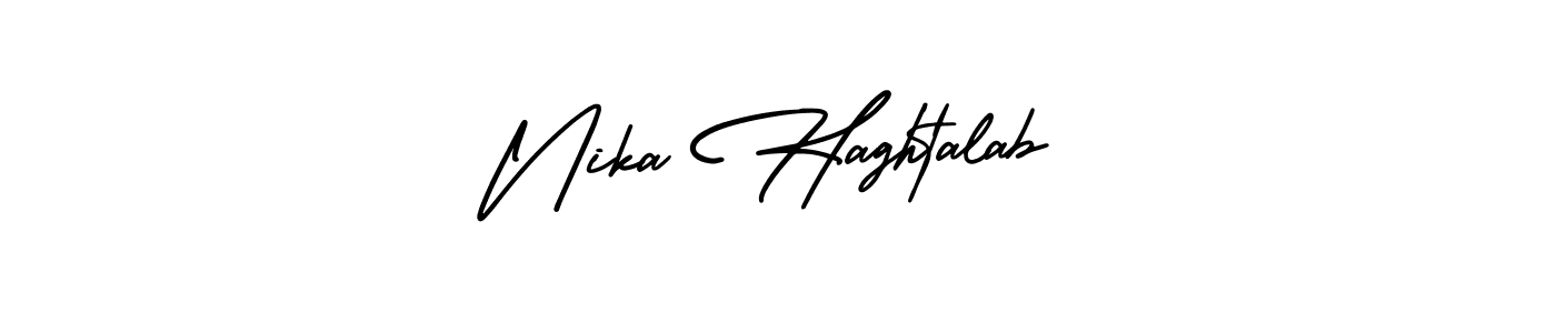 How to make Nika Haghtalab name signature. Use AmerikaSignatureDemo-Regular style for creating short signs online. This is the latest handwritten sign. Nika Haghtalab signature style 3 images and pictures png