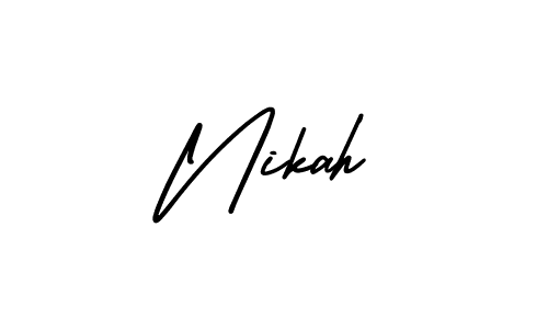 You should practise on your own different ways (AmerikaSignatureDemo-Regular) to write your name (Nikah) in signature. don't let someone else do it for you. Nikah signature style 3 images and pictures png