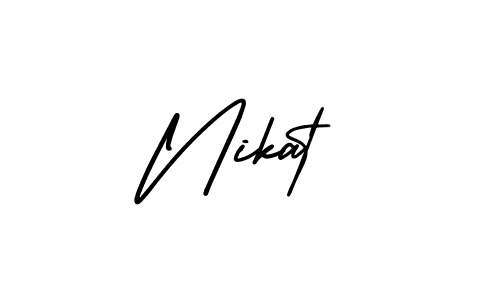 How to make Nikat signature? AmerikaSignatureDemo-Regular is a professional autograph style. Create handwritten signature for Nikat name. Nikat signature style 3 images and pictures png