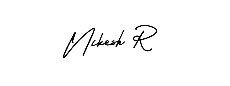 How to Draw Nikesh R signature style? AmerikaSignatureDemo-Regular is a latest design signature styles for name Nikesh R. Nikesh R signature style 3 images and pictures png