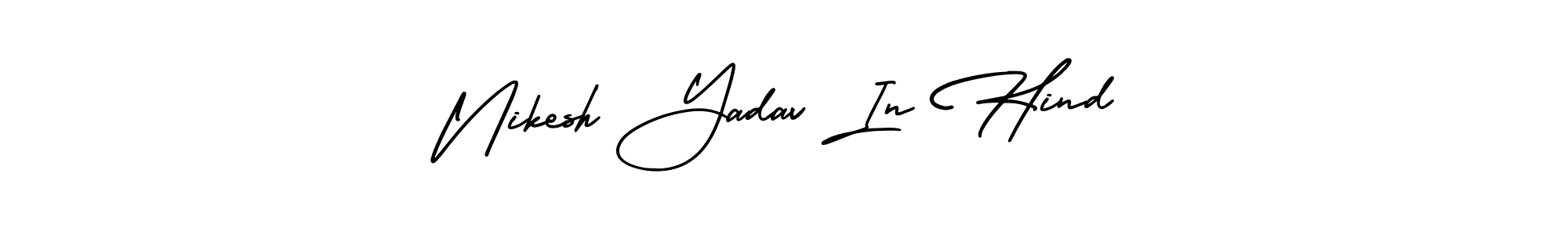 The best way (AmerikaSignatureDemo-Regular) to make a short signature is to pick only two or three words in your name. The name Nikesh Yadav In Hind include a total of six letters. For converting this name. Nikesh Yadav In Hind signature style 3 images and pictures png