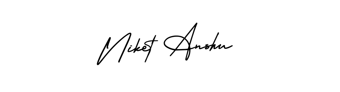 How to make Niket Anshu name signature. Use AmerikaSignatureDemo-Regular style for creating short signs online. This is the latest handwritten sign. Niket Anshu signature style 3 images and pictures png