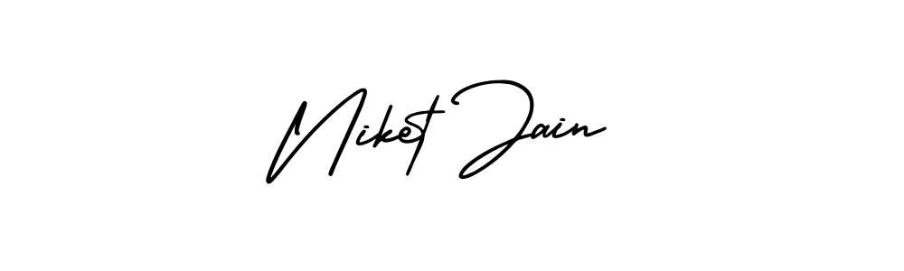 This is the best signature style for the Niket Jain name. Also you like these signature font (AmerikaSignatureDemo-Regular). Mix name signature. Niket Jain signature style 3 images and pictures png