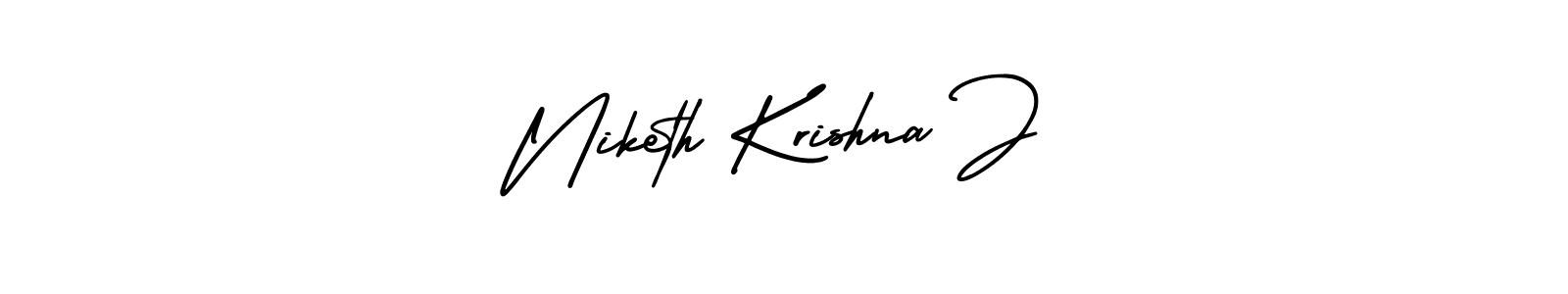 Use a signature maker to create a handwritten signature online. With this signature software, you can design (AmerikaSignatureDemo-Regular) your own signature for name Niketh Krishna J. Niketh Krishna J signature style 3 images and pictures png