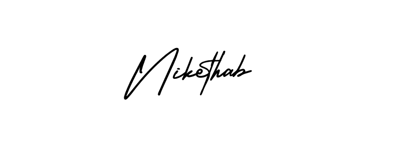 Nikethab stylish signature style. Best Handwritten Sign (AmerikaSignatureDemo-Regular) for my name. Handwritten Signature Collection Ideas for my name Nikethab. Nikethab signature style 3 images and pictures png