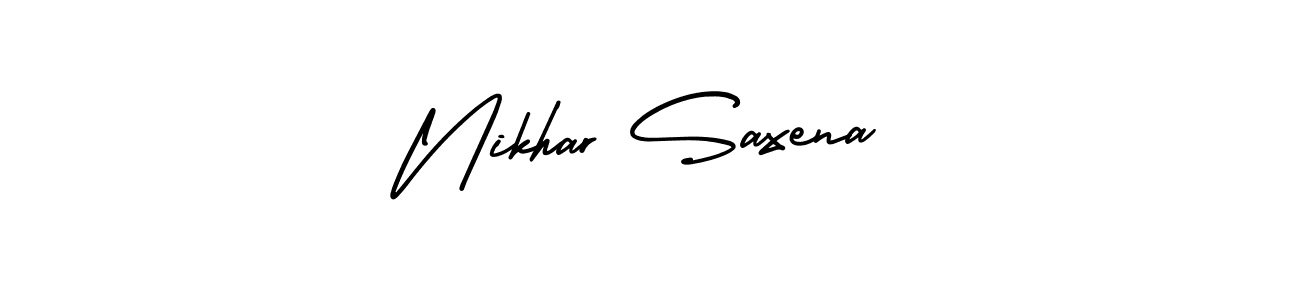How to make Nikhar Saxena signature? AmerikaSignatureDemo-Regular is a professional autograph style. Create handwritten signature for Nikhar Saxena name. Nikhar Saxena signature style 3 images and pictures png