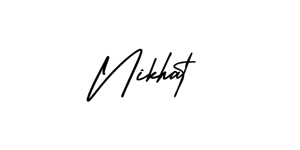 How to make Nikhat signature? AmerikaSignatureDemo-Regular is a professional autograph style. Create handwritten signature for Nikhat name. Nikhat signature style 3 images and pictures png