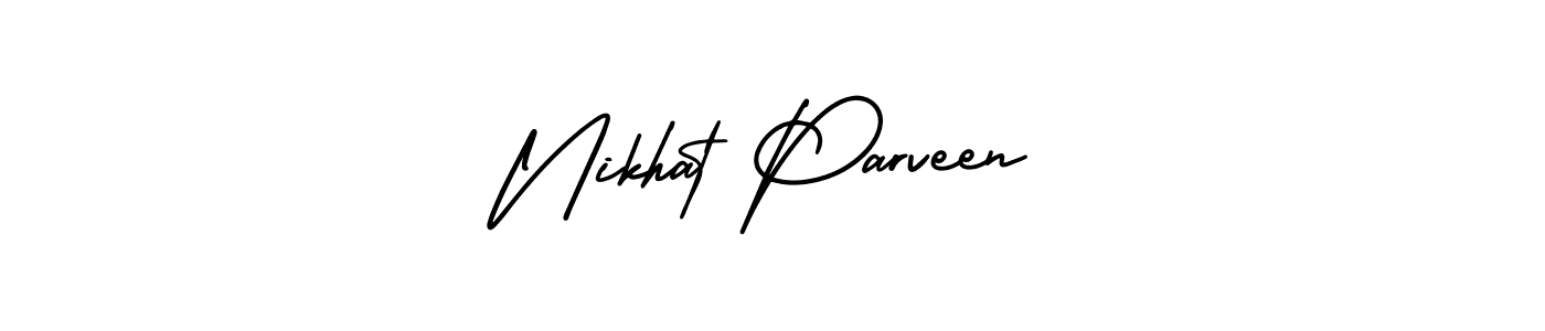 The best way (AmerikaSignatureDemo-Regular) to make a short signature is to pick only two or three words in your name. The name Nikhat Parveen include a total of six letters. For converting this name. Nikhat Parveen signature style 3 images and pictures png