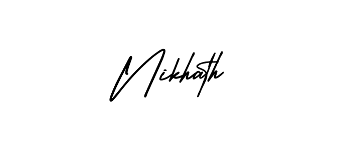 if you are searching for the best signature style for your name Nikhath. so please give up your signature search. here we have designed multiple signature styles  using AmerikaSignatureDemo-Regular. Nikhath signature style 3 images and pictures png