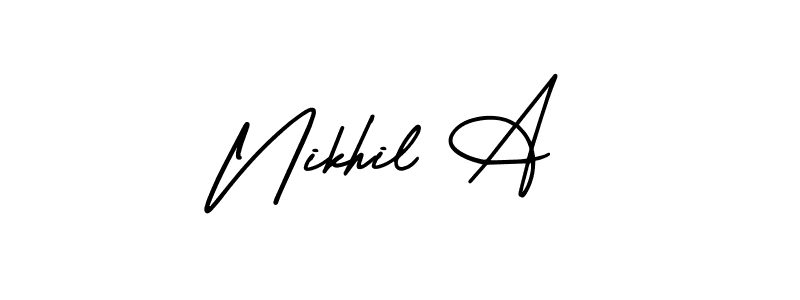 Create a beautiful signature design for name Nikhil A. With this signature (AmerikaSignatureDemo-Regular) fonts, you can make a handwritten signature for free. Nikhil A signature style 3 images and pictures png