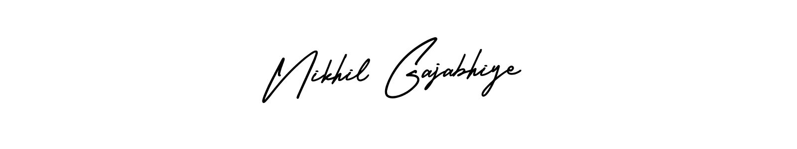 This is the best signature style for the Nikhil Gajabhiye name. Also you like these signature font (AmerikaSignatureDemo-Regular). Mix name signature. Nikhil Gajabhiye signature style 3 images and pictures png