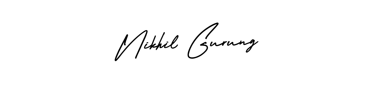 AmerikaSignatureDemo-Regular is a professional signature style that is perfect for those who want to add a touch of class to their signature. It is also a great choice for those who want to make their signature more unique. Get Nikhil Gurung name to fancy signature for free. Nikhil Gurung signature style 3 images and pictures png