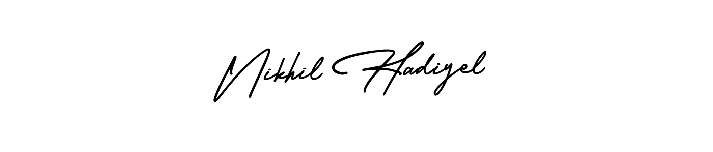 Similarly AmerikaSignatureDemo-Regular is the best handwritten signature design. Signature creator online .You can use it as an online autograph creator for name Nikhil Hadiyel. Nikhil Hadiyel signature style 3 images and pictures png