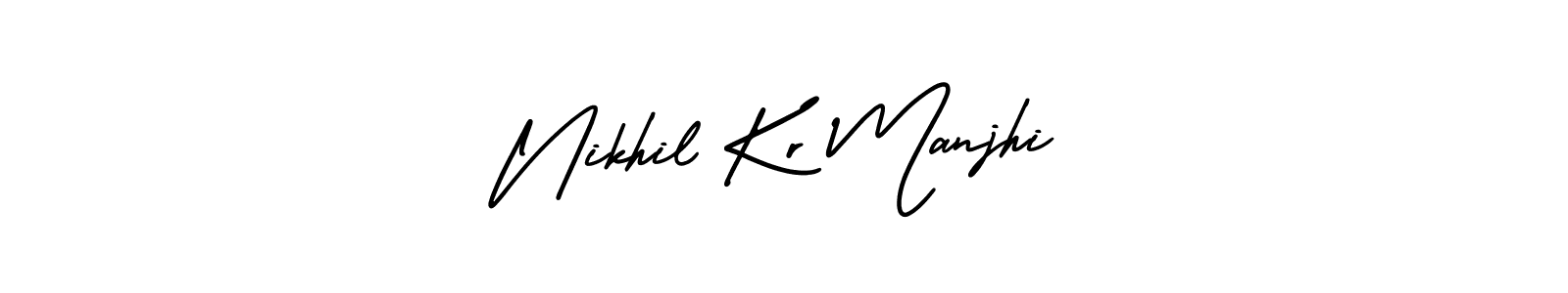 The best way (AmerikaSignatureDemo-Regular) to make a short signature is to pick only two or three words in your name. The name Nikhil Kr Manjhi include a total of six letters. For converting this name. Nikhil Kr Manjhi signature style 3 images and pictures png