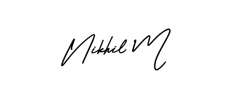 How to make Nikhil M name signature. Use AmerikaSignatureDemo-Regular style for creating short signs online. This is the latest handwritten sign. Nikhil M signature style 3 images and pictures png