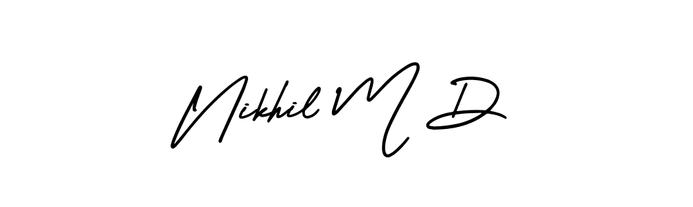 It looks lik you need a new signature style for name Nikhil M D. Design unique handwritten (AmerikaSignatureDemo-Regular) signature with our free signature maker in just a few clicks. Nikhil M D signature style 3 images and pictures png