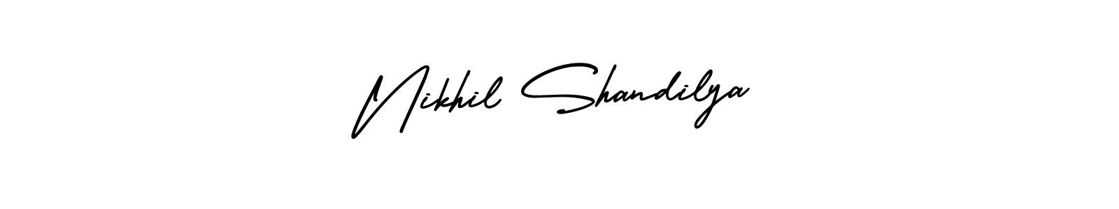 How to Draw Nikhil Shandilya signature style? AmerikaSignatureDemo-Regular is a latest design signature styles for name Nikhil Shandilya. Nikhil Shandilya signature style 3 images and pictures png