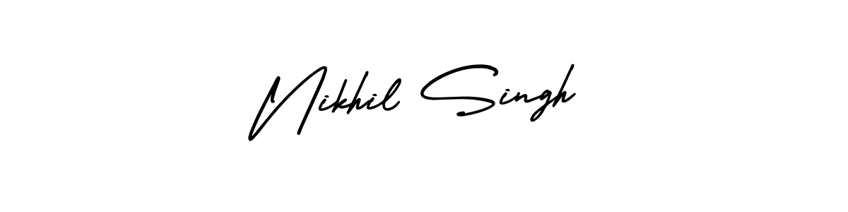 You should practise on your own different ways (AmerikaSignatureDemo-Regular) to write your name (Nikhil Singh) in signature. don't let someone else do it for you. Nikhil Singh signature style 3 images and pictures png