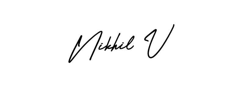 Create a beautiful signature design for name Nikhil V. With this signature (AmerikaSignatureDemo-Regular) fonts, you can make a handwritten signature for free. Nikhil V signature style 3 images and pictures png