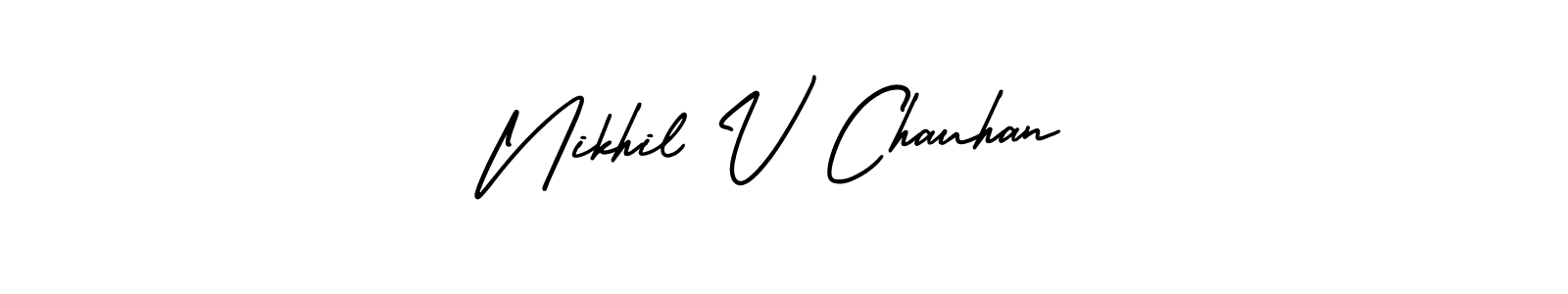 Similarly AmerikaSignatureDemo-Regular is the best handwritten signature design. Signature creator online .You can use it as an online autograph creator for name Nikhil V Chauhan. Nikhil V Chauhan signature style 3 images and pictures png