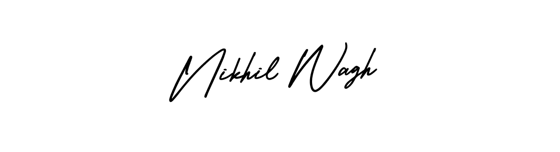 The best way (AmerikaSignatureDemo-Regular) to make a short signature is to pick only two or three words in your name. The name Nikhil Wagh include a total of six letters. For converting this name. Nikhil Wagh signature style 3 images and pictures png
