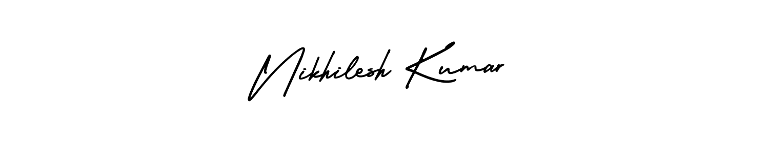 How to make Nikhilesh Kumar name signature. Use AmerikaSignatureDemo-Regular style for creating short signs online. This is the latest handwritten sign. Nikhilesh Kumar signature style 3 images and pictures png