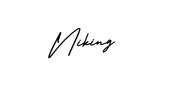 if you are searching for the best signature style for your name Niking. so please give up your signature search. here we have designed multiple signature styles  using AmerikaSignatureDemo-Regular. Niking signature style 3 images and pictures png