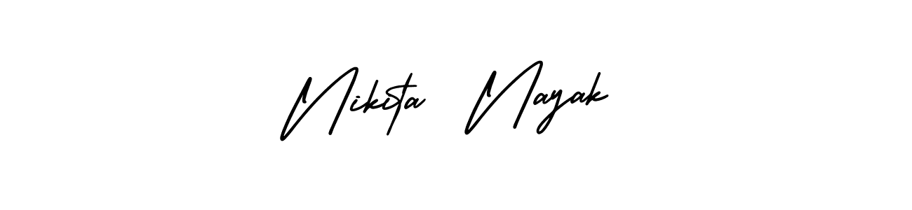 You should practise on your own different ways (AmerikaSignatureDemo-Regular) to write your name (Nikita  Nayak) in signature. don't let someone else do it for you. Nikita  Nayak signature style 3 images and pictures png