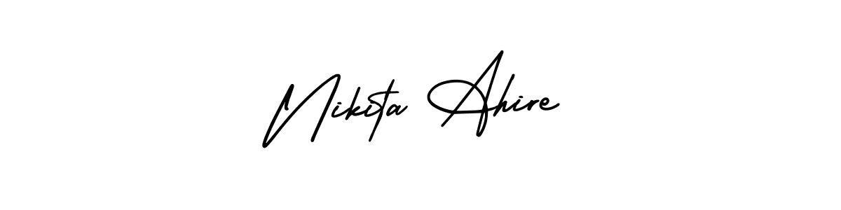 if you are searching for the best signature style for your name Nikita Ahire. so please give up your signature search. here we have designed multiple signature styles  using AmerikaSignatureDemo-Regular. Nikita Ahire signature style 3 images and pictures png