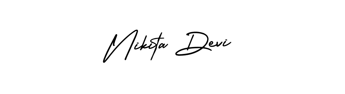 This is the best signature style for the Nikita Devi name. Also you like these signature font (AmerikaSignatureDemo-Regular). Mix name signature. Nikita Devi signature style 3 images and pictures png